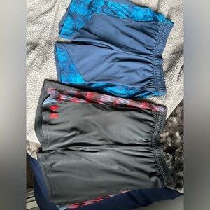 2 Pair Lot Boys Basketball Shorts All in Motion and Under Armor